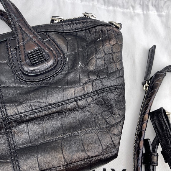 GIVENCHY Nightingale Calfskin Leather handbag Zipper bag Strap black brown HTF - Picture 12 of 12